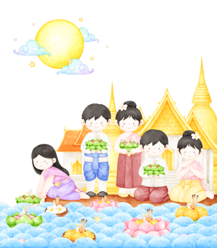 loy krathong festival watercolor png