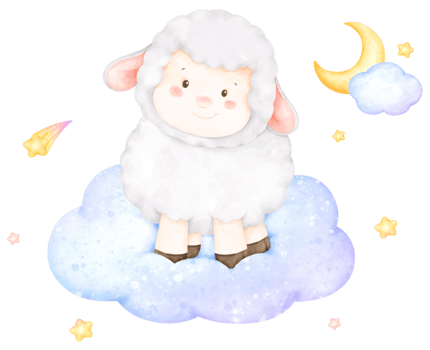 cute sheep on cloud watercolor png