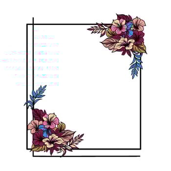 Floral decorative geometric frame with tropical flowers vector