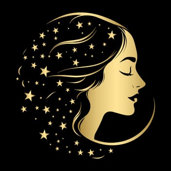 Gold gradient women and stars illustration vector