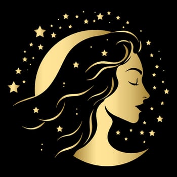 Gold gradient women and stars illustration vector