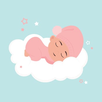 Baby girl asleep on a cloud vector illustration graphic