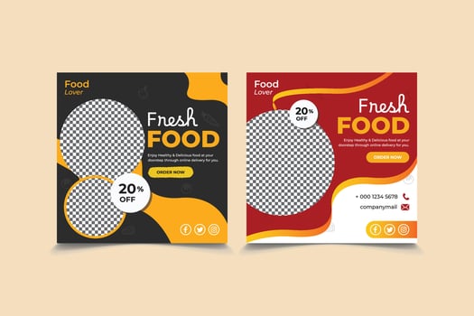 Social Media Post. social media post template for food menu promotion banner vector
