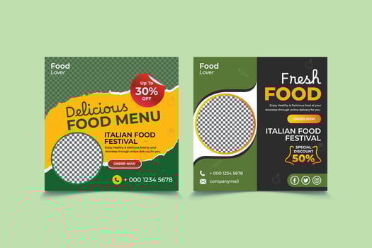 Social Media Post. social media post template for food menu promotion banner vector