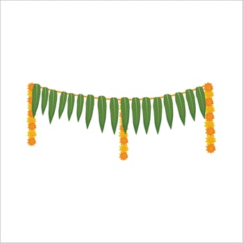 a garland of flowers and leaves on a white background vector