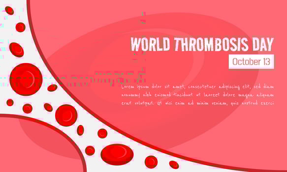 World Thrombosis Day template with platelets flow in the blood vessels vector