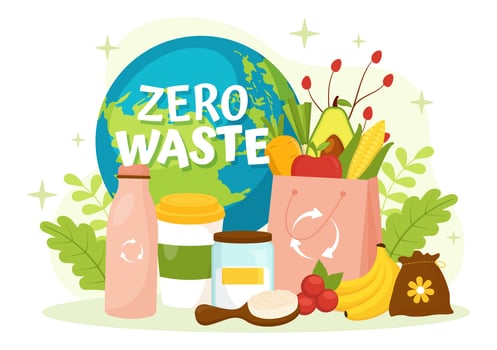 Zero Waste Vector Illustration of Eco Friendly with Recyclable and Reusable Products for Save the Planet and Go Green in Flat Cartoon Background