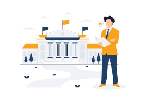 Embassy, Diplomacy, ambassador, negotiation, diplomat, neutrality, foreign policy, consulate, international relations and peace treaty concept illustration vector