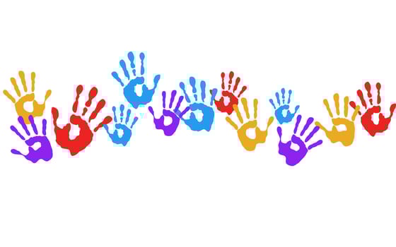 Colorful Handprint Isolated on White Background. Solidarity Concept vector