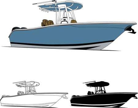 High quality fishing boat vector art, Which printable on various materials.