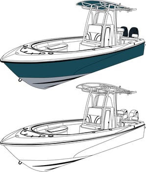 High quality Boat vector, Fishing boat vector line att and one color Which printable on various materials.