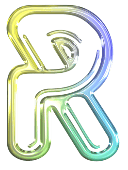 Glossy gradient neon alphabet png