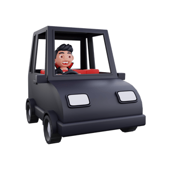 3d cute Vampire driving car halloween design png