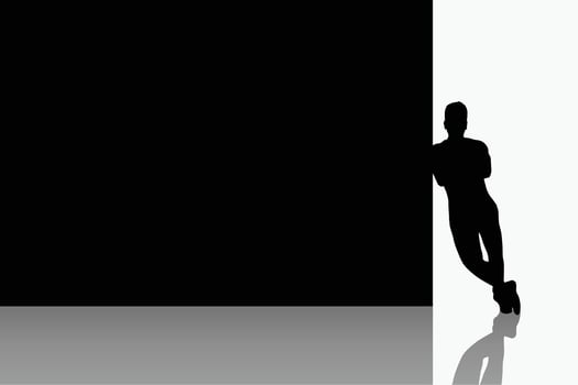 male silhouette leaned on board vector