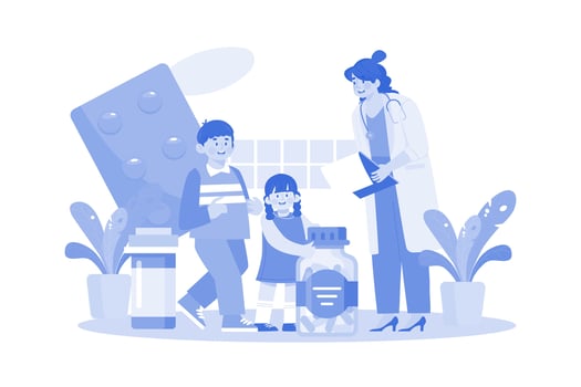 A Pediatrician Provides Medical Care For Infants vector