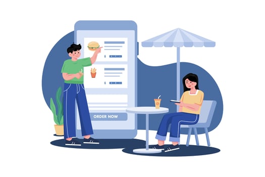 People Ordering Food Online vector