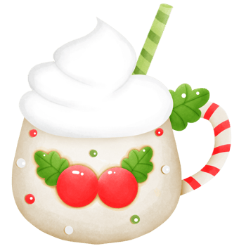 Watercolor cup and smoothie with Christmas colors, Watercolor Christmas season illustration png