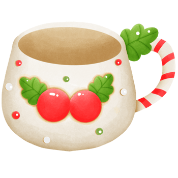 Watercolor cup and smoothie with Christmas colors, Watercolor Christmas season illustration png