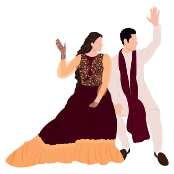 vector indian wedding couple illustration for wedding invitation card