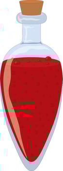 Red bubbling potion in cone shape vial vetor illustration vector