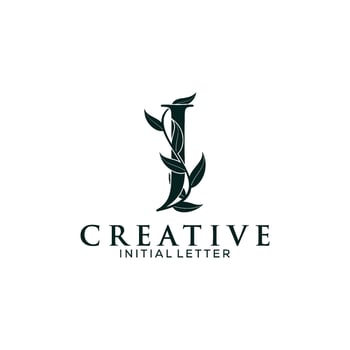 Initial Letter J and Floral Logo vector, Botanical Minimalistic Letter Feminine Logo design template vector