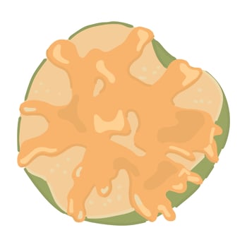 Clipart of baked caramelized apple. Doodle of healthy autumn season dessert. Vector illustration in cartoon style isolated on white background.