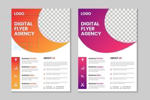 Double pages a4 business flyer, corporate brochure template design with mockup vector