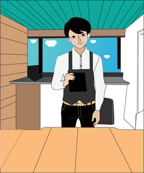 A Young Man Studying His Cabin 3d Animation Vector Design