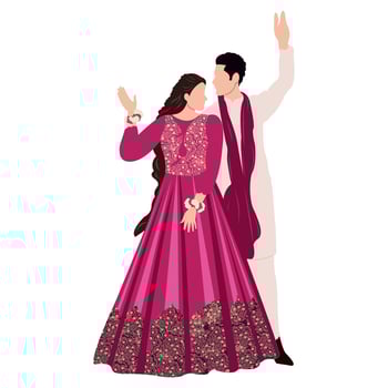 vector indian wedding couple illustration for wedding invitation card