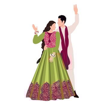 vector indian wedding couple illustration for wedding invitation card