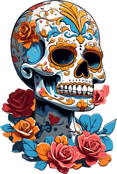 Sugar Skull Day of The Dead Clip Art with AI Generative png