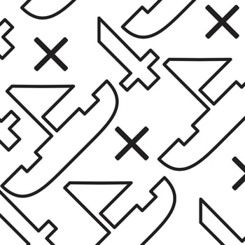 Boat and Sword Doodle Background Design. vector