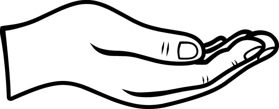 cartoon of Open hand isolated on white vector