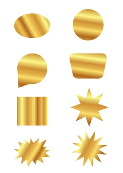 Collection of golden templates for lettering, blank golden stickers vector
