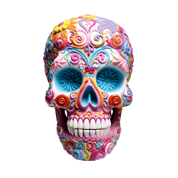 Realistic Style Day of the Dead Candy Skull No Background Transparent Background Perfect for print on demand AI Generative png