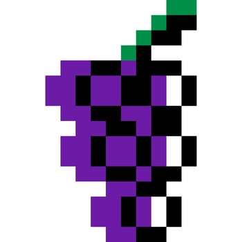 Grape fruit cartoon icon in pixel style. vector