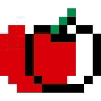 Apple fruit cartoon icon in pixel style. vector