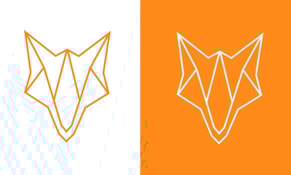 vector graphic illustration of geometric fox head shape line art template symbol