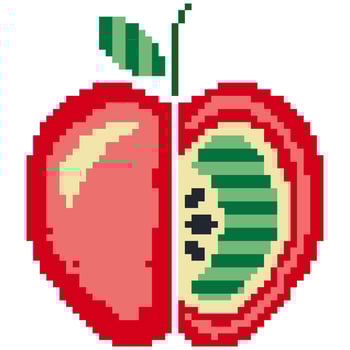 Apple cartoon icon in pixel style. vector