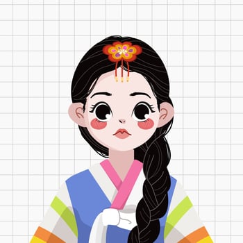 Cute Korean Traditional Girl Illustration vector