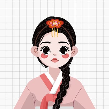 Cute Korean Traditional Girl Illustration vector