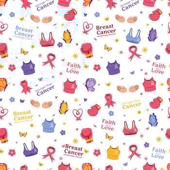 Campaign For Breast Cancer Awareness Seamless Patterns vector