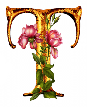 Floral golden alphabet png