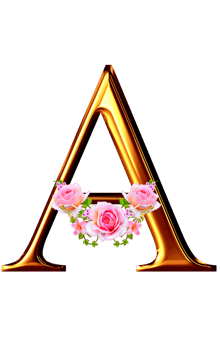 Golden floral alphabet png