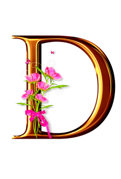 Golden floral alphabet png