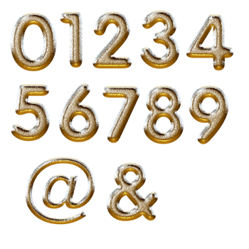Silver gold metallic numbers png