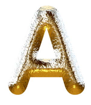 Silver gold metallic alphabet png