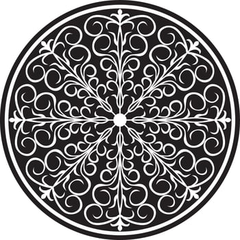 Vector round monochrome floral european national pattern. Ethnic circle ornament of Ancient Greece, Roman Empire.