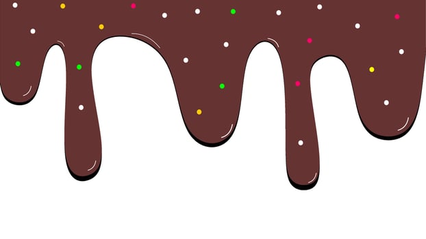 Melting chocolate and strawberry ice cream background with sprinkles . Melting chocolate background with copy space area vector