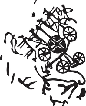 Vector petroglyph of Kazakhstan. Scythian drawing. Ancient images on the rocks.